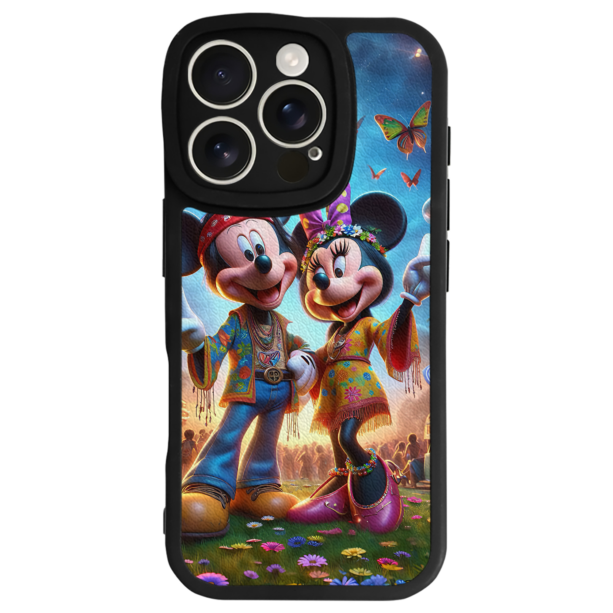 （画像用） ミッキーマウス Mickey Mouse 【iPhone 16シリーズ対応】シリコンスマホケース（レザー調） 材質：シリコン